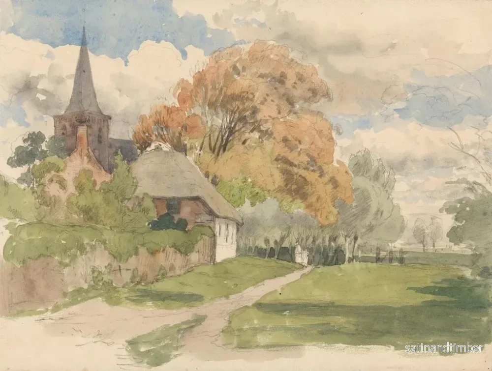 Reproduktion av målningen Erf nära en landsbykyrka - Julius Jacobus van de Sande Bakhuyzen - Bild 2