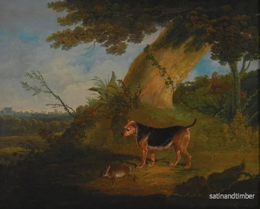 Reproduktion av målningen av svart och eldrigt terrier med en inlagd kanin - John Frederick Herring den äldre - Bild 2