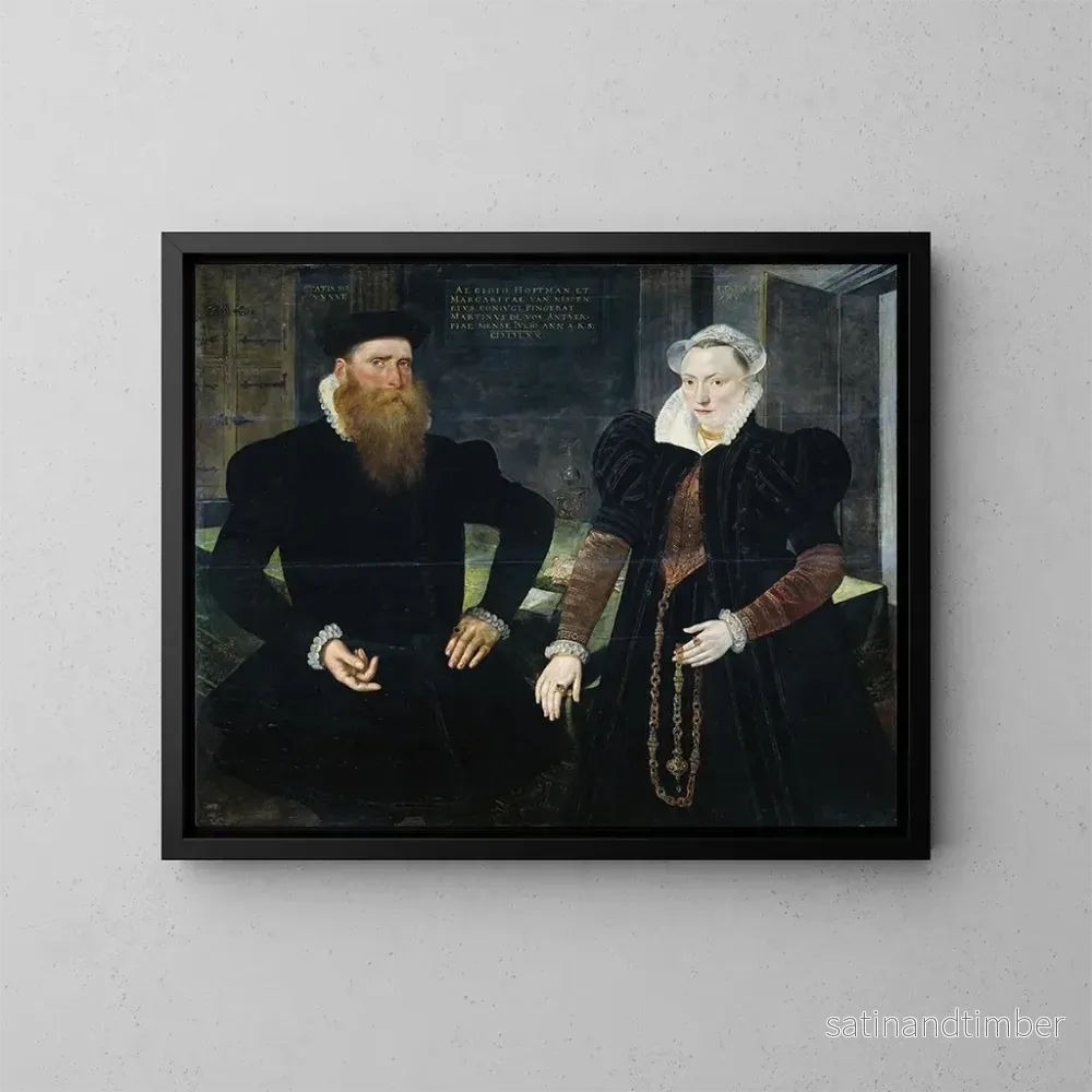 Reproduktion av målningen av porträtt av Gillis Hooftman, skeppsägare, och hans fru Margaretha van Nispen - Maerten de Vos