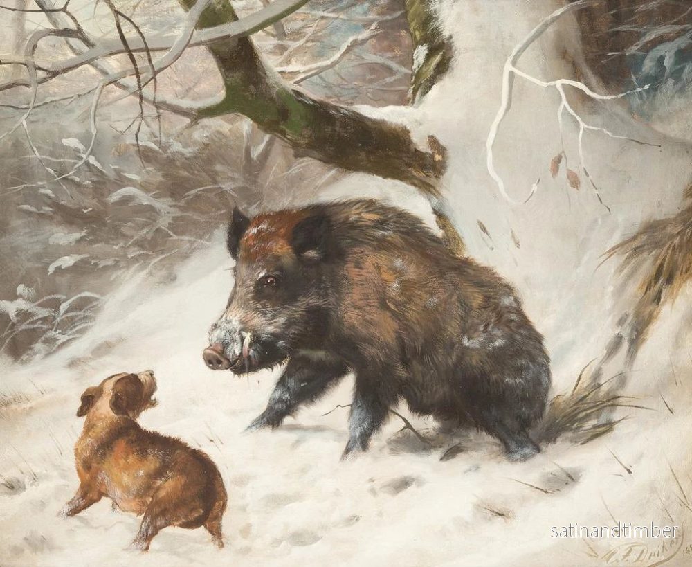 Reproduktion av målningen av jakthund som spårar en vildsvin - Carl Friedrich Deiker - Bild 2