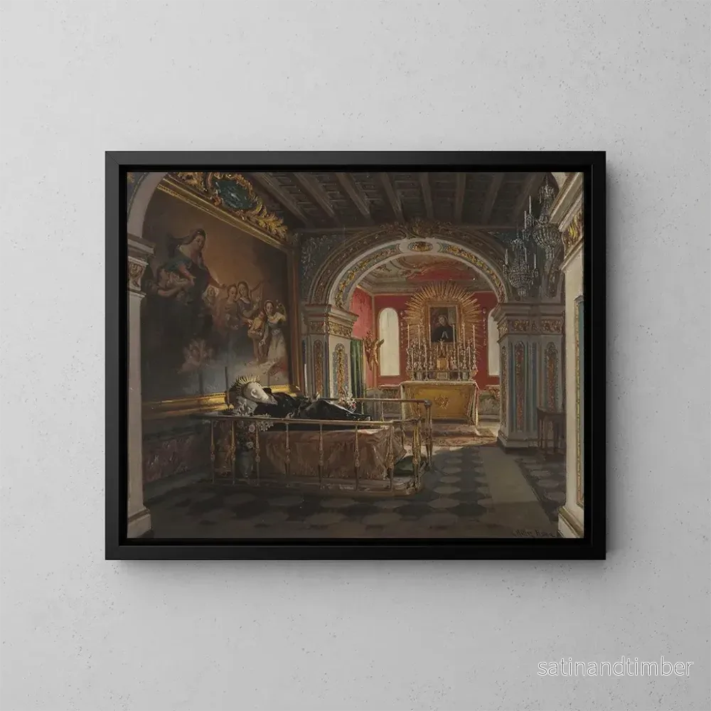 Reproduktion av målningen av interiören i Saint Stanislas Kostkas kapell i Rom - Karol Miller