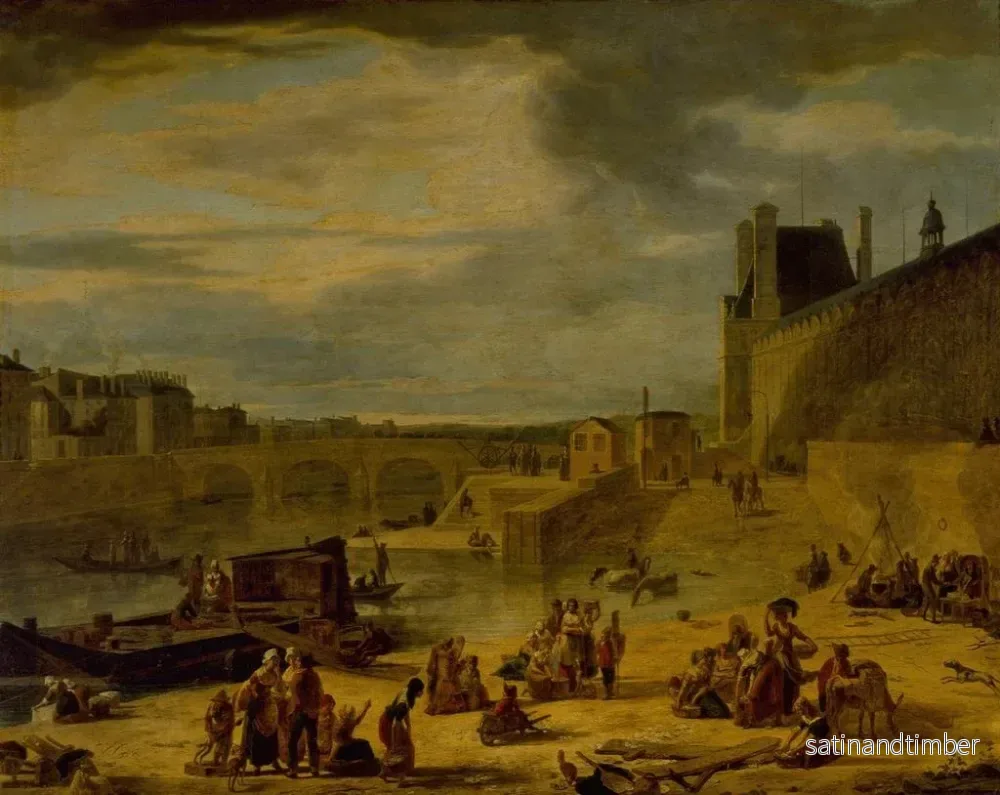 Reproduktion av målningen La Grande Galerie du Louvre et le pont Royal vus du port Saint-Nicolas - Jean-François Depelchin - Bild 2
