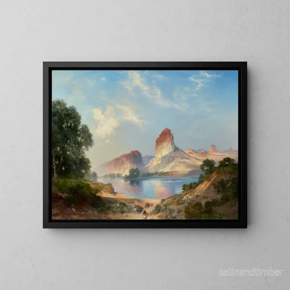 Reproduktion av målningen En indisk paradis, grön flod, Wyoming - Thomas Moran