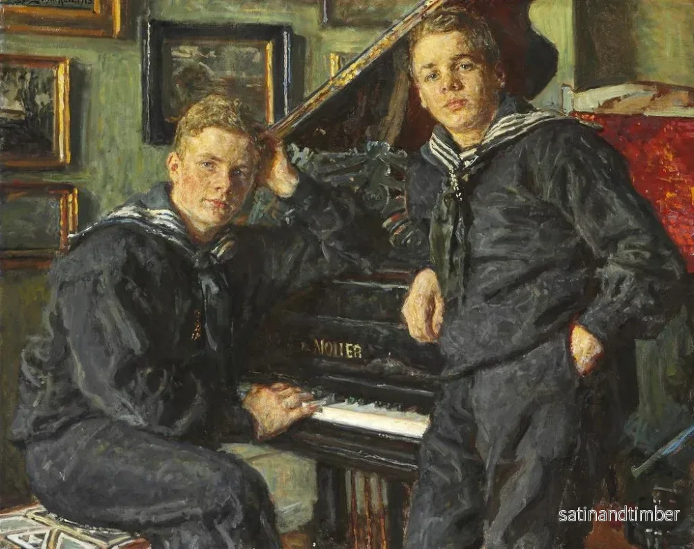 Reproduktion av målningen Ingvar och Sven vid piano Dubbelt porträtt - Viggo Johansen - Bild 2
