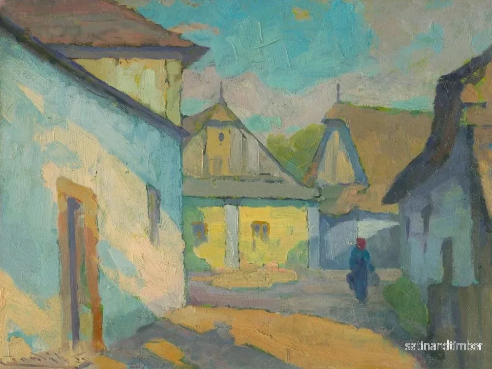 Reproduktion av målningen Motiv av en by i östra Slovakien - Ludovit Ordok - Bild 2