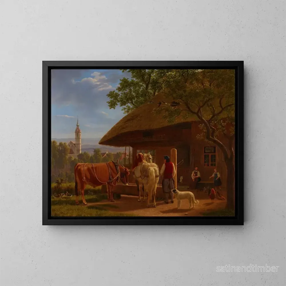 Reproduktion av målningen Ferme à Kirchberg - Johann Jakob Biedermann