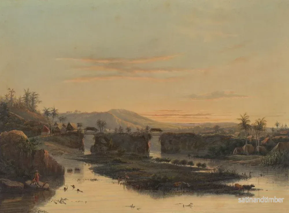 Reproduktion av målningen Vy över omgivningarna runt Batavia, landskap i de bataviska landsbygderna - Johan Conrad Greive - Bild 2