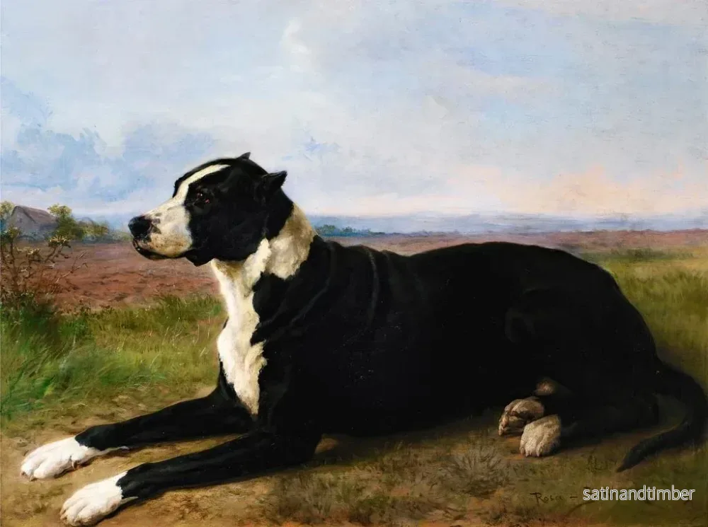 Reproduktion av målningen Porträtt av en labrador mastiff i ett landskap - Rosa Bonheur - Bild 2