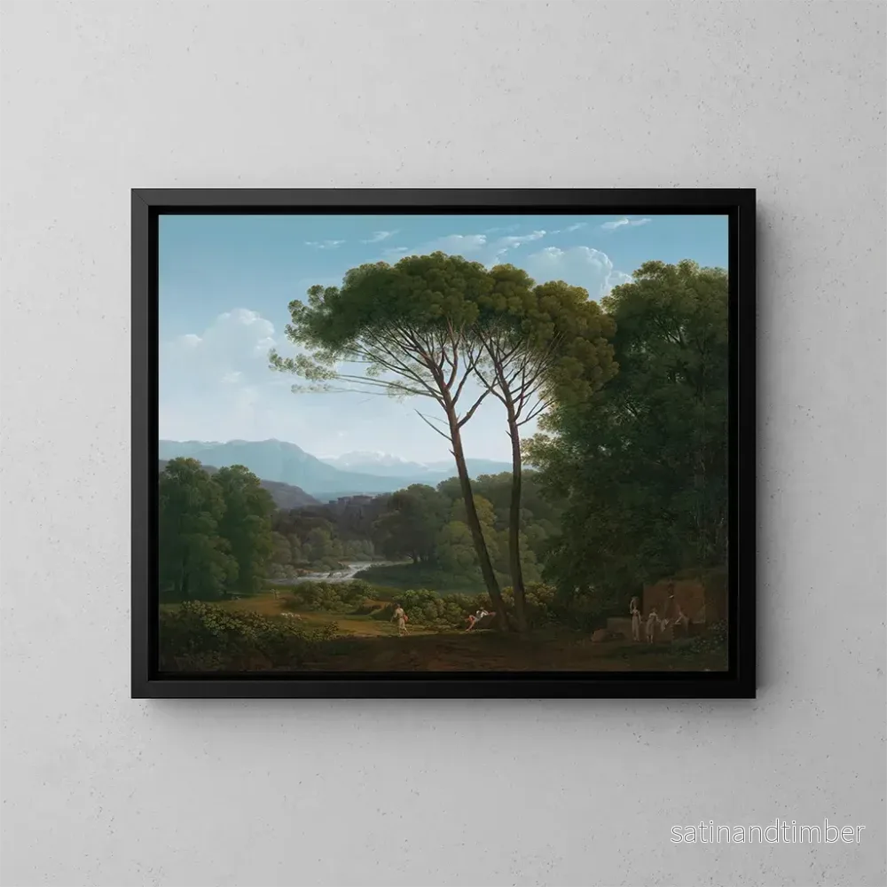 Reproduktion av målningen landskaps-italien med tall - Hendrik Voogd