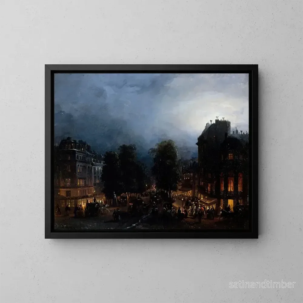 Reproduktion av målningen Le boulevard des Italiens la nuit - Domenico Ferri