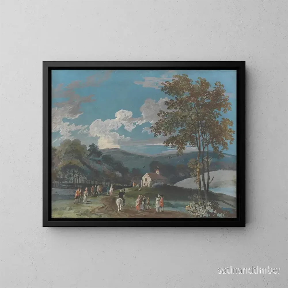 Reproduktion av målningen En landsbygdskyrka bland kullarna – John Laporte Reproduktion av målningen En landsbygdskyrka bland kullarna – John Laporte