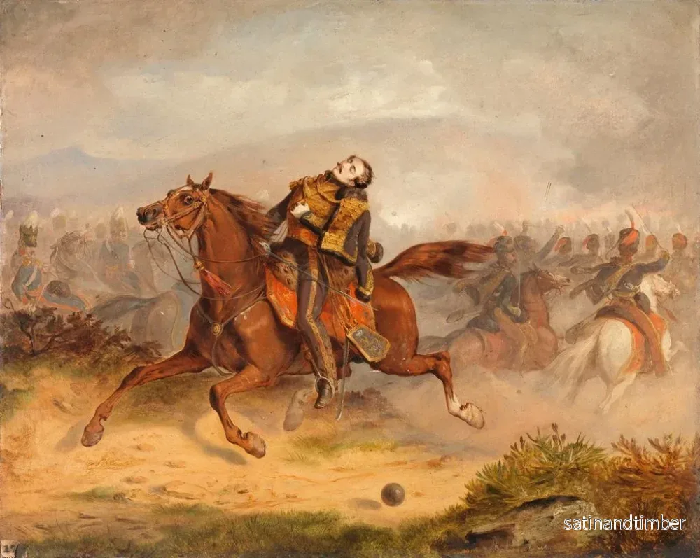 Reproduktion av målningen Le chargeur du capitaine Nolan revenant avec son maître mort - Thomas Jones Barker - Bild 2
