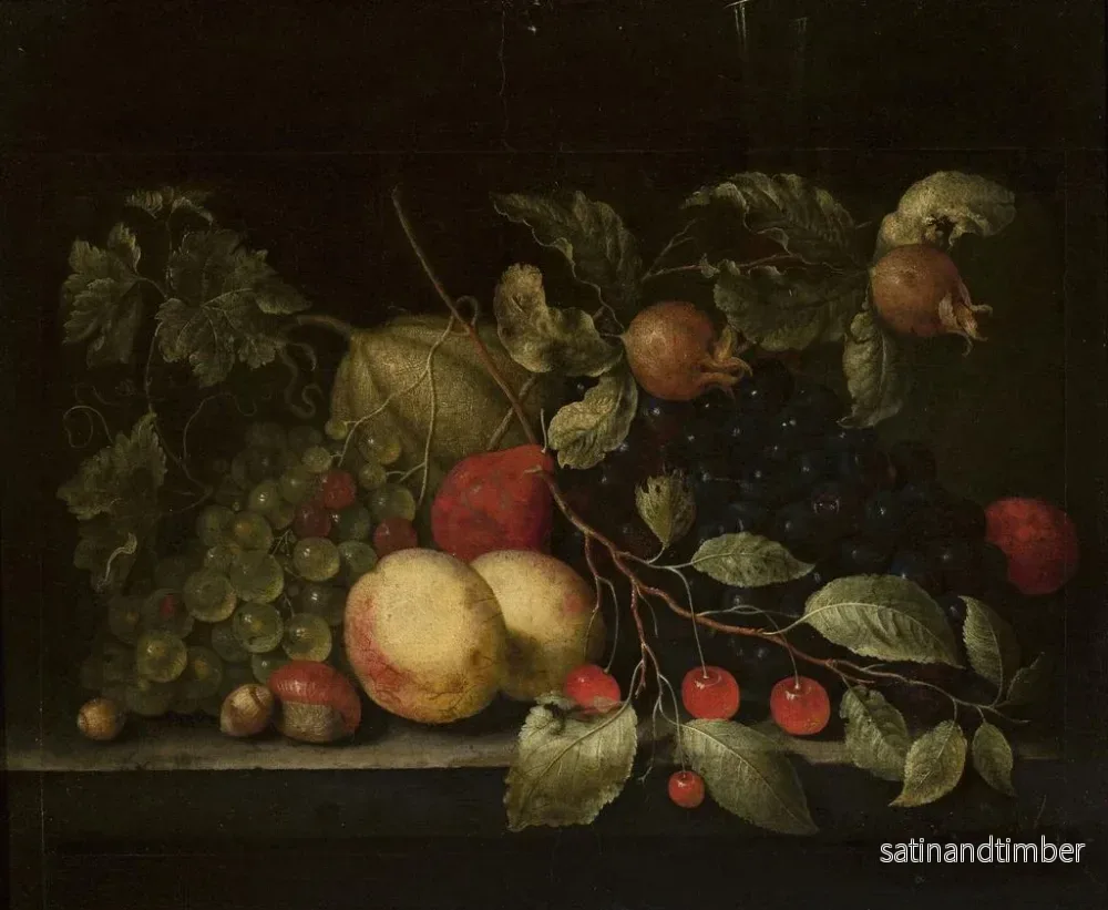 Reproduktion av målningen av naturtavla med granatäpple- och körsbärsgrenar - Cornelis de Bryer - Bild 2