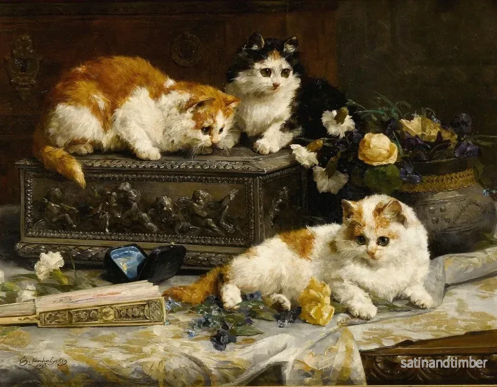 Reproduktion av målningen Tre vaksamma kattungar - Charles Van Den Eycken - Bild 2