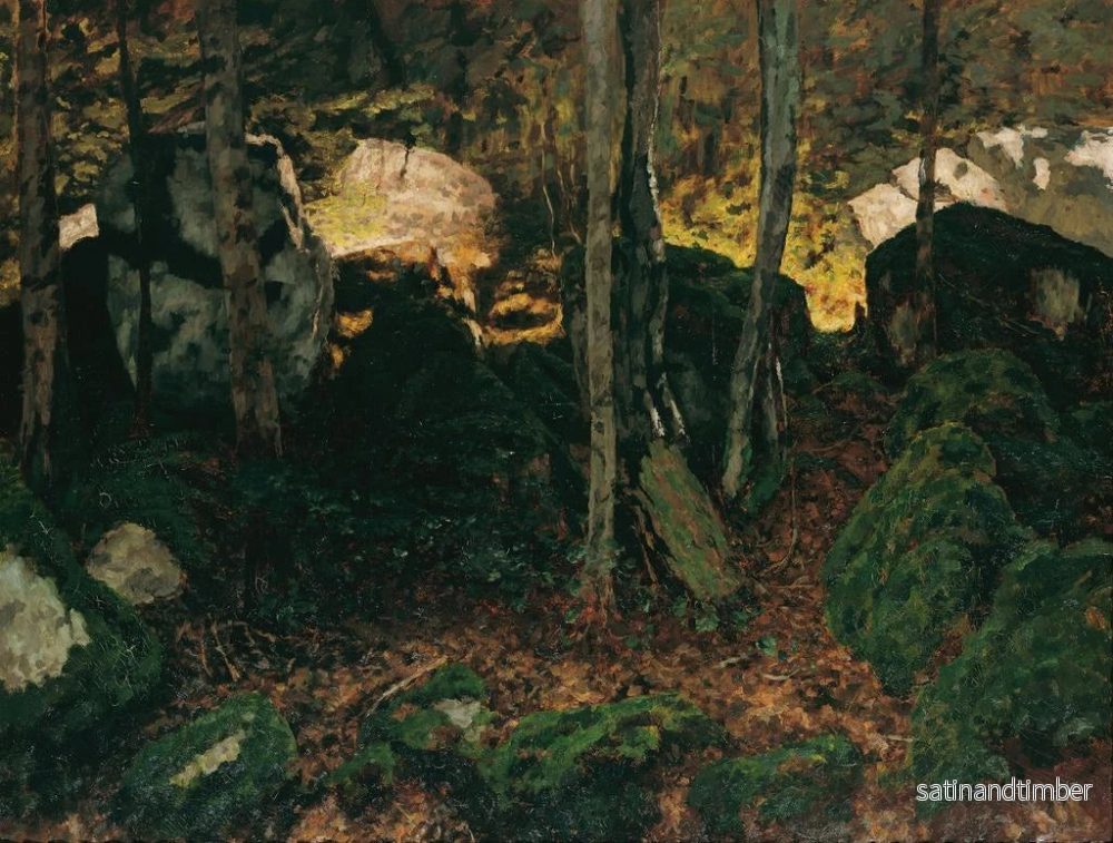 Reproduktion av målningen av skogsmiljö nära Saut du Doubs - Carl Schuch - Bild 2