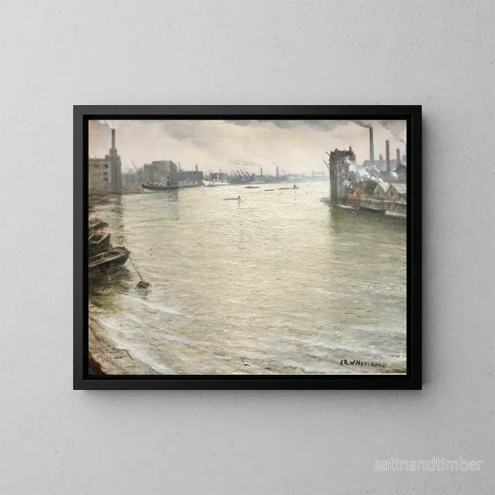 Reproduktion av målningen La Tamise sett mot London Tower – Christopher R W Nevinson Reproduktion av målningen La Tamise sett mot London Tower – Christopher R W Nevinson