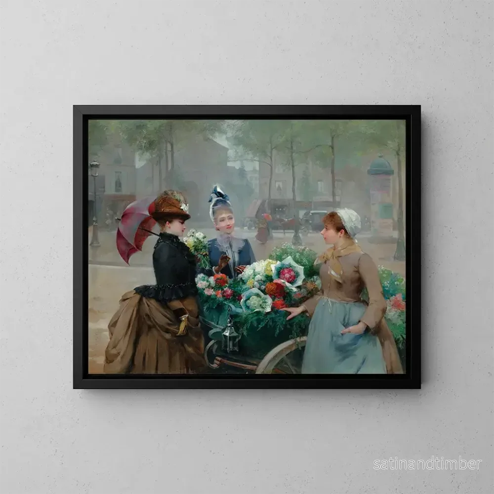 Reproduktion av målningen Le marché aux fleurs - Louis Marie de Schryver