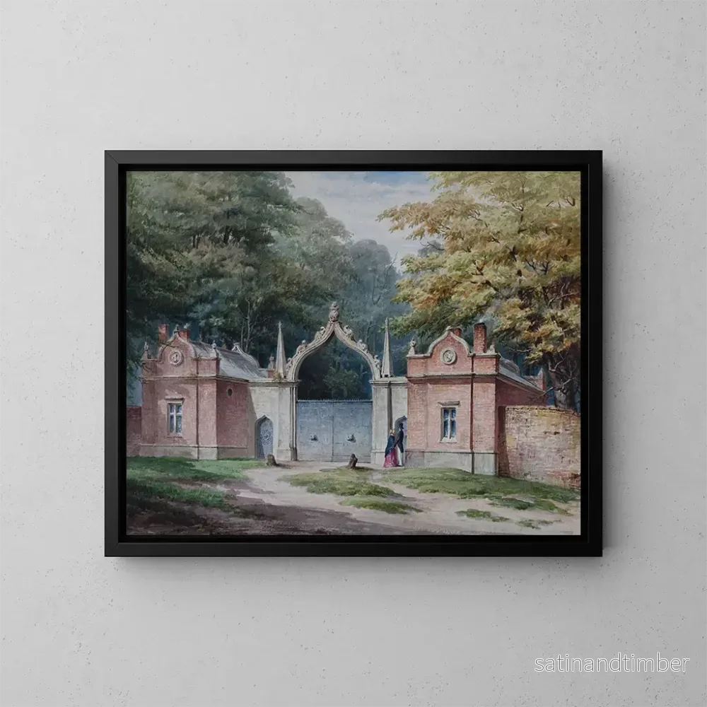 Reproduktion av målningen Entré till portarna på Aston Hall - Elijah Walton