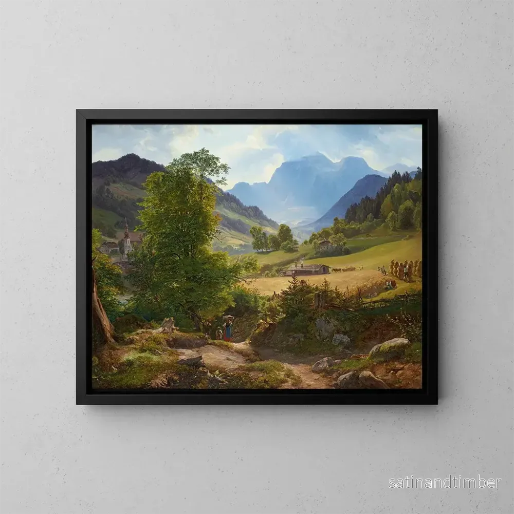 Reproduktion av målningen La Ramsau nära Berchtesgaden - Friedrich Loos