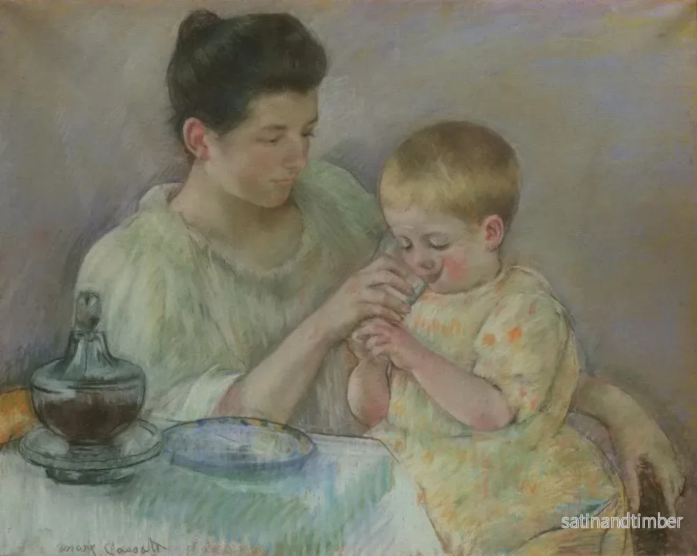 Reproduktion av målningen av moderskap som ammar sitt barn - Mary Cassatt - Bild 2