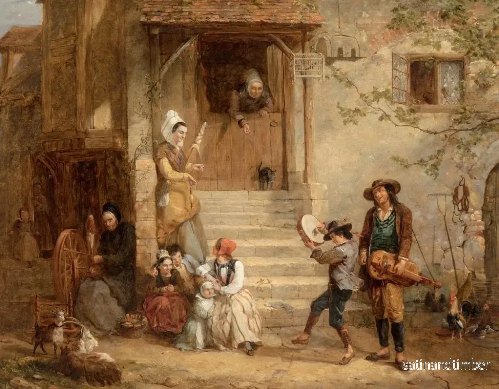 Reproduktion av målningen Les troubadours Un sou pour une chanson - Frederick Goodall - Bild 2