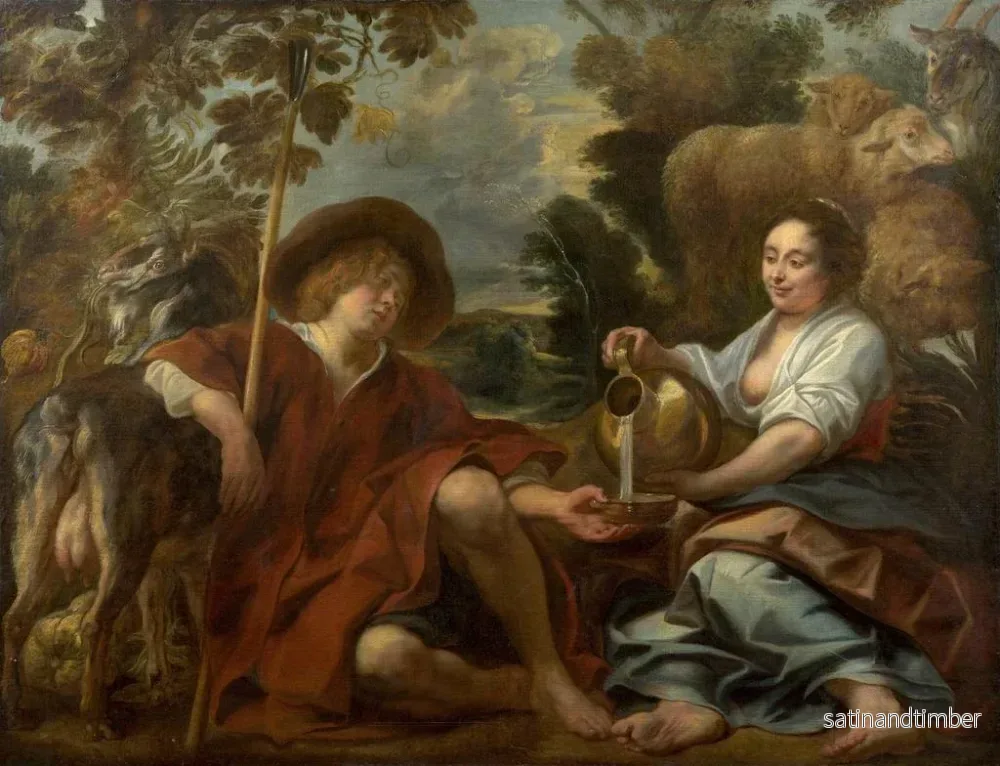 Reproduktion av målningen Bergère versant du lait à un berger - Jacob Jordaens - Bild 2