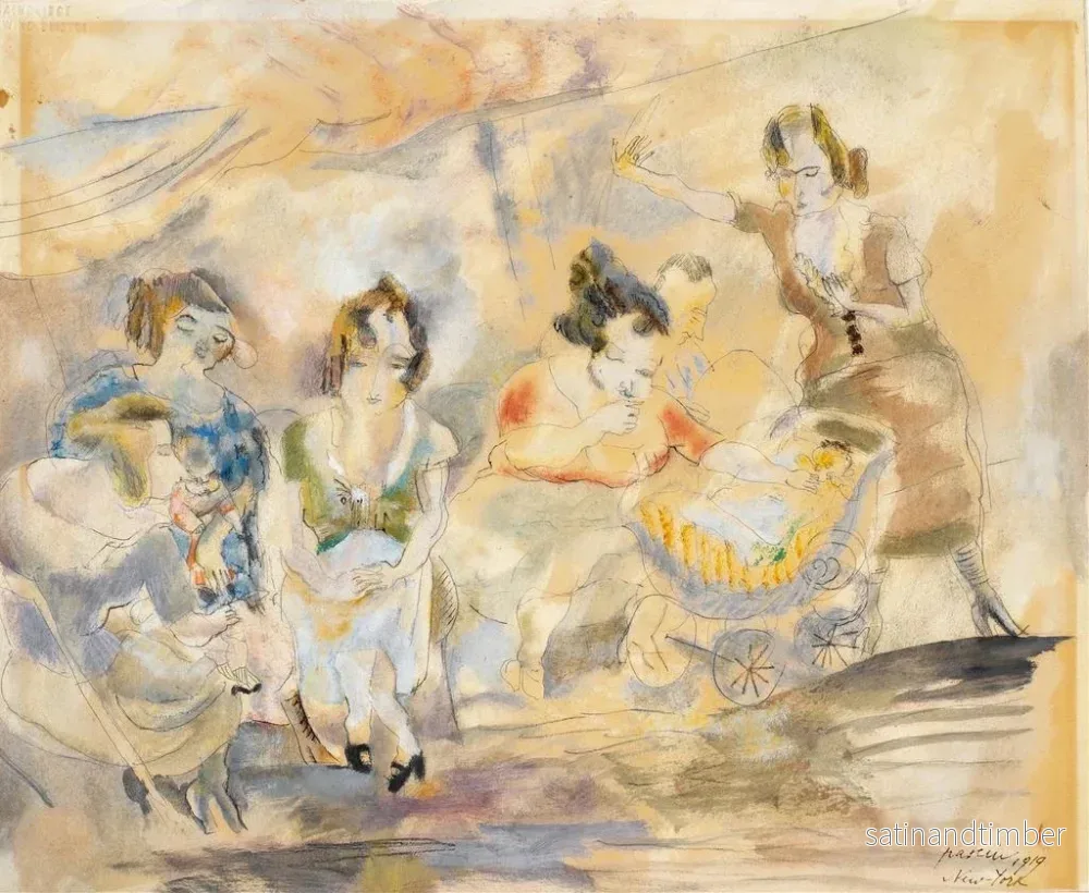 Reproduktion av målningen av kvinna med en barnvagn - Jules Pascin - Bild 2