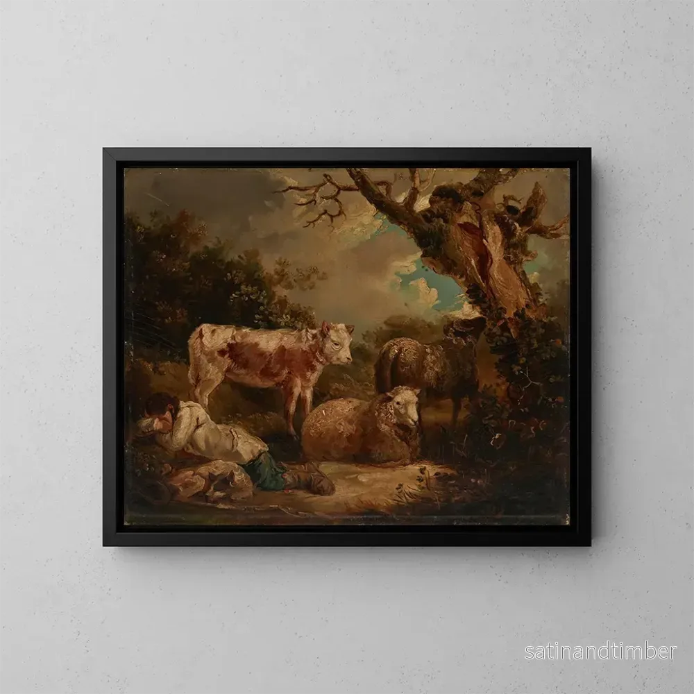 Reproduktion av målningen Le repos des bergers - George Morland