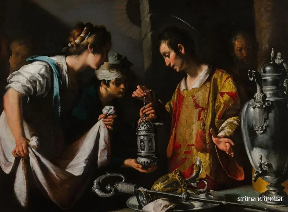 Reproduktion av målningen Saint Laurent distribuerar kyrkans rikedomar - Bernardo Strozzi - Bild 2