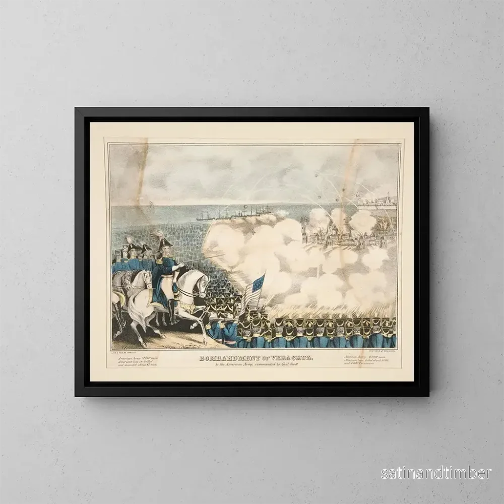 Reproduktion av målningen Bombardement de Vera Cruz - James S Baillie