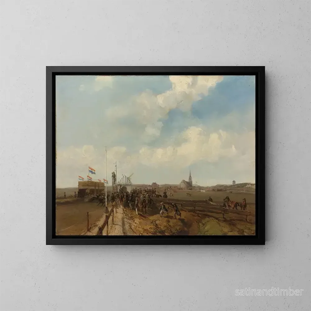 Reproduktion av målningen av racingbanan i Scheveningen öppnad den 3 augusti 1846 - Charles Rochussen