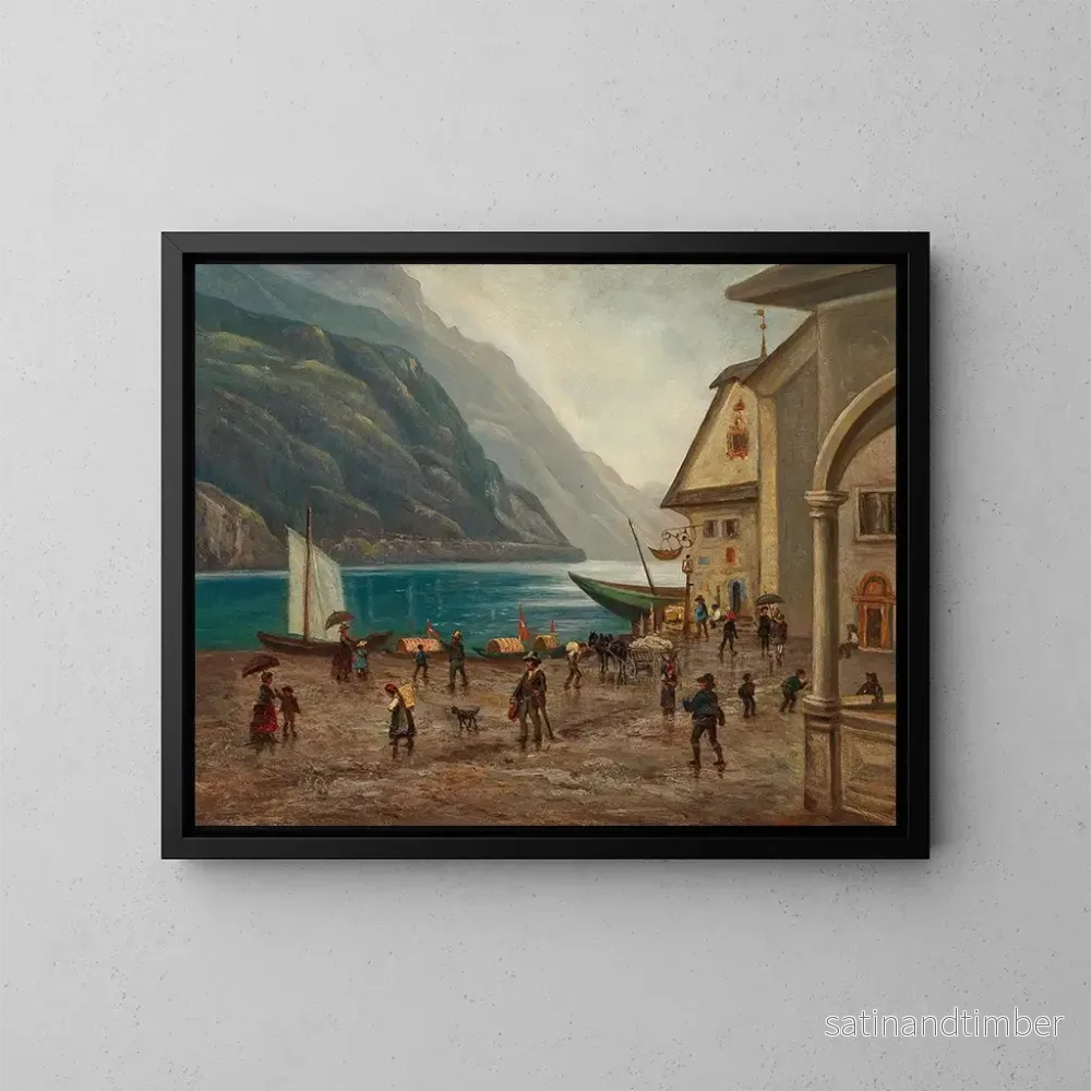 Reproduktion av målningen på stranden vid Königssee nära Berchtesgaden - Josef Mayr