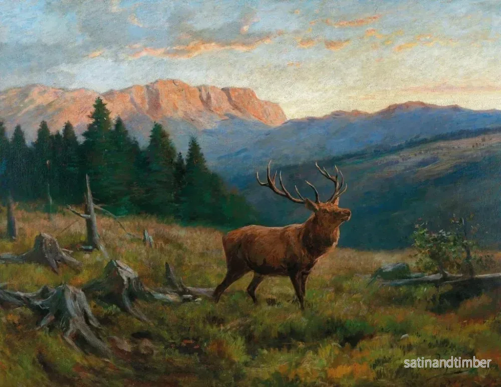 Reproduktion av målningen En kunglig hjort vid skymningen - Franz Xaver von Pausinger - Bild 2
