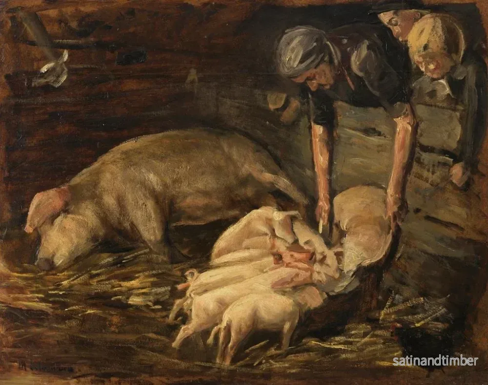 Reproduktion av målningen av vardagsrum för griskulting - Max Liebermann - Bild 2