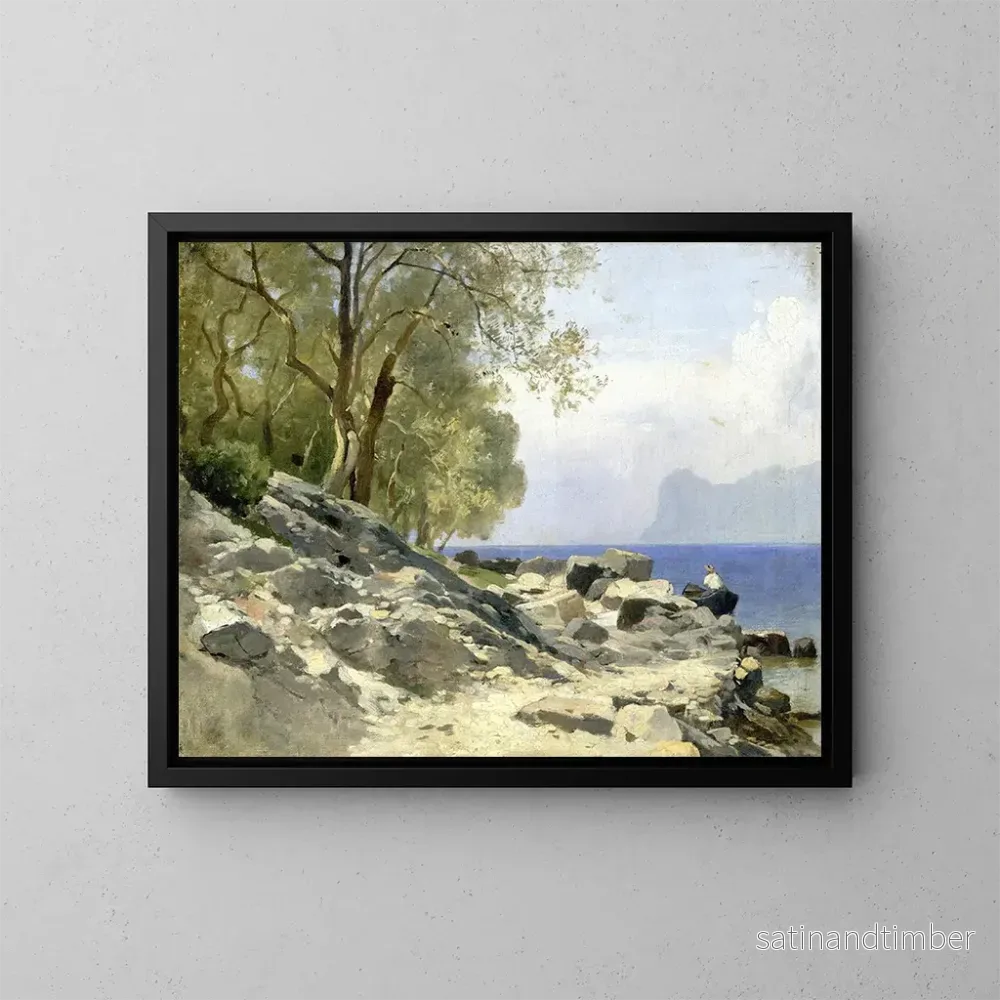 Reproduktion av målningen Rivage du lac de Garde – Carl Bolze Reproduktion av målningen Rivage du lac de Garde – Carl Bolze