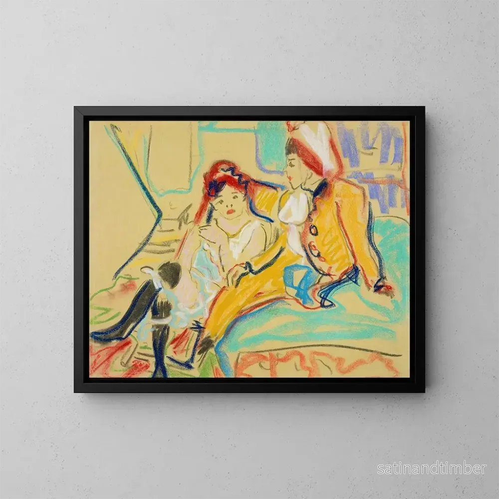 Reproduktion av målningen av två flickor på en divan - Ernst Ludwig Kirchner