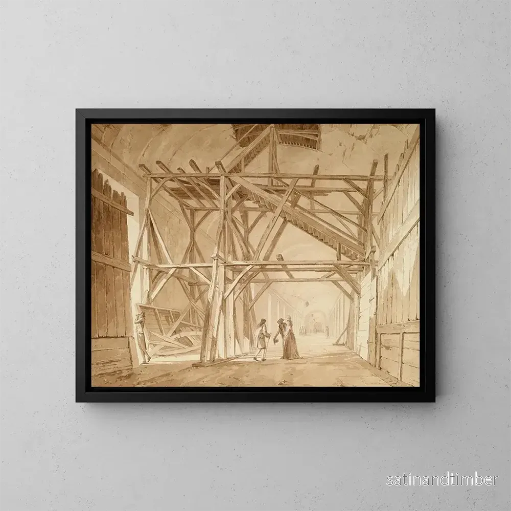 Reproduktion av målningen La Grande Galerie du Louvre - Constant Bourgeois