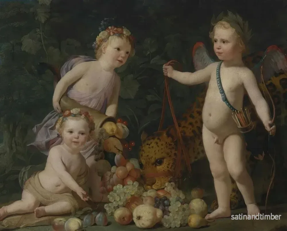 Reproduktion av målningen Tre barn med frukt och en jaguar - Gerard van Honthorst - Bild 2