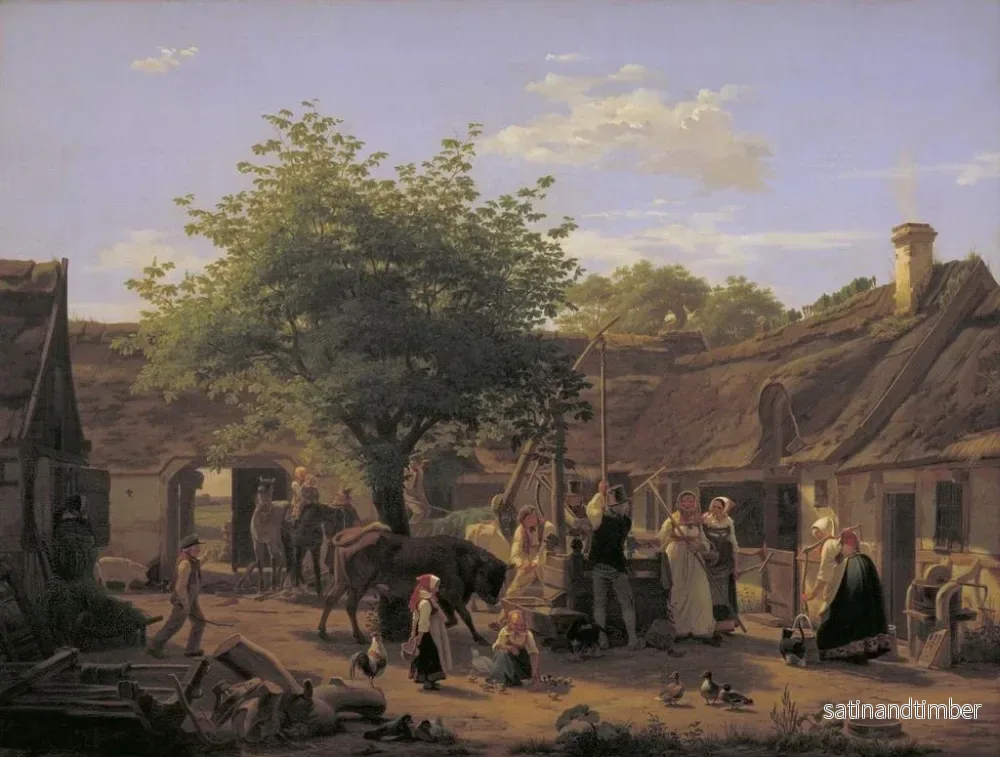 Reproduktion av målningen av livet på en gård på Sjælland vid middagstid - Peter Julius Larsen - Bild 2
