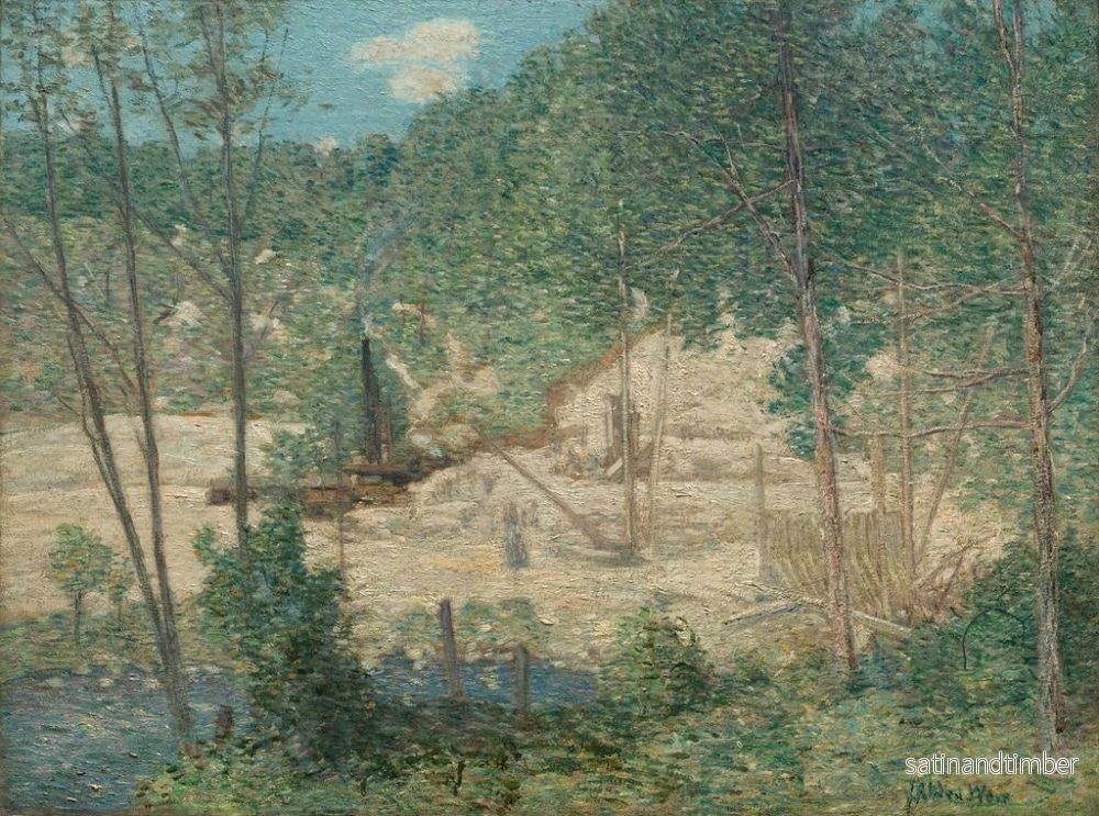 Reproduktion av målningen La construction du barrage - Julian Alden Weir - Bild 2