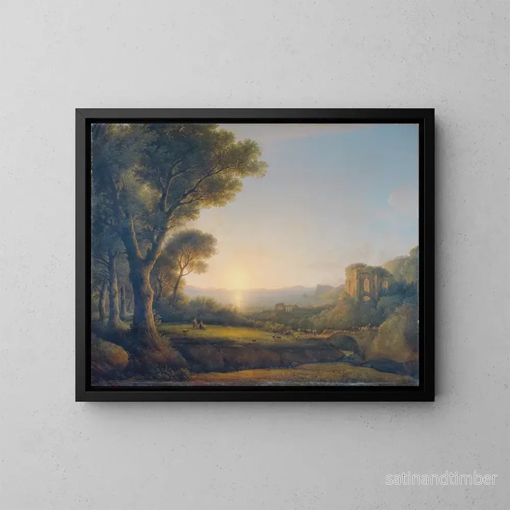 Reproduktion av målningen La baie de Baïe au coucher de soleil - Lorenz Adolf Schönberger