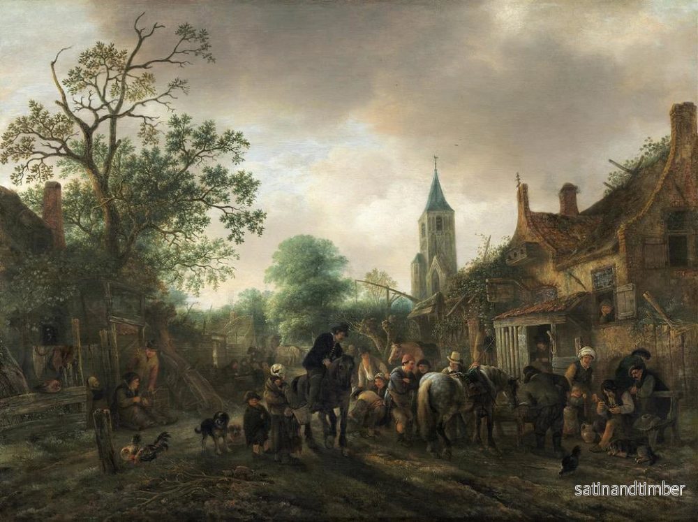 Reproduktion av målningen Längd: 40 cm x 50 cm, olja på duk, 17:e århundradet, Nederländerna. Konsttryck av L'Arrêt à l'auberge - Isaac van Ostade - Bild 2