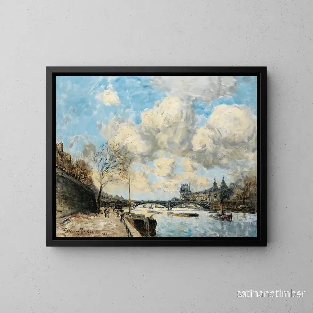 Reproduktion av målningen Paris, Seine och Louvren - Frank Myers Boggs