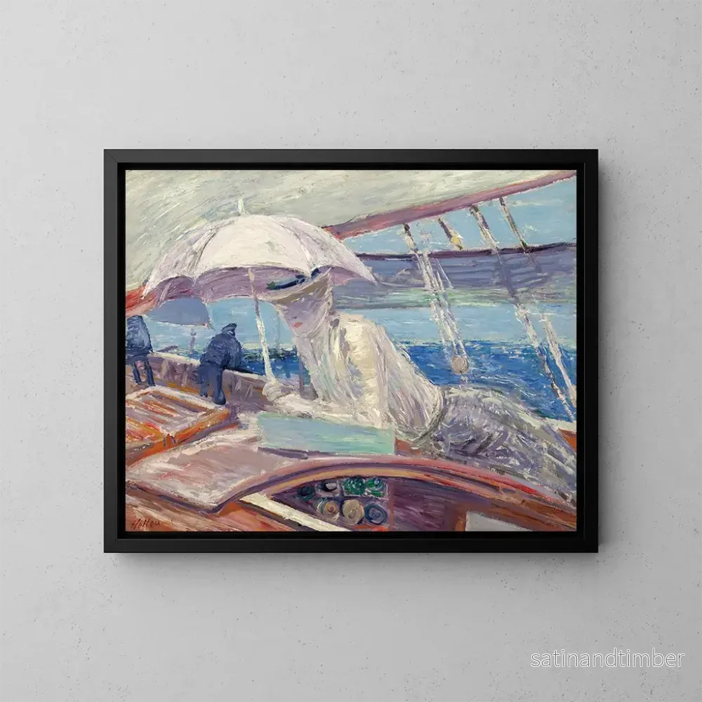 Reproduktion av målningen Madame Helleu ombord på yachten Bird - Paul César Helleu
