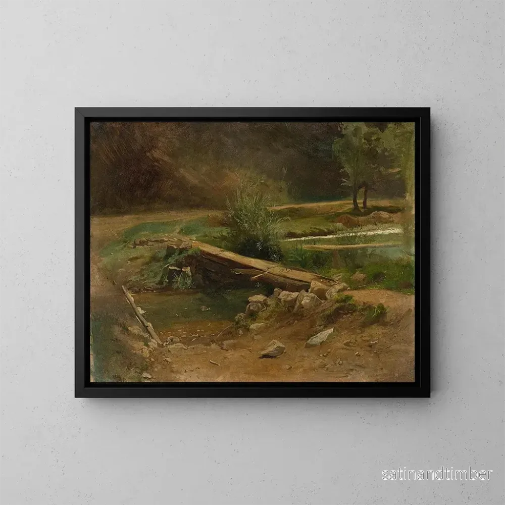 Reproduktion av målningen Pont sur un ruisseau - Christian Friedrich Gille