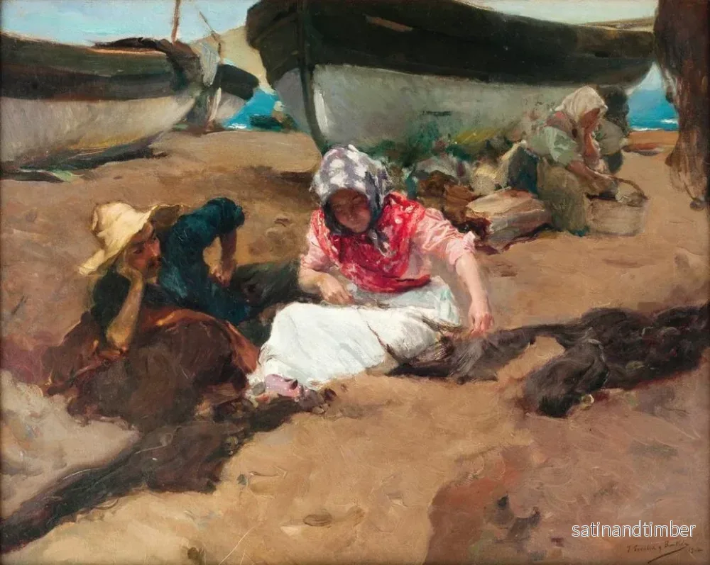 Reproduktion av målningen Composer le réseau - Joaquín Sorolla - Bild 2