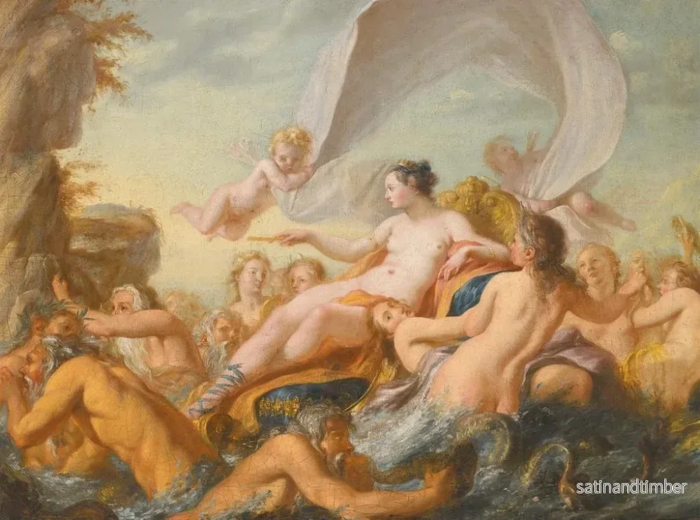 Reproduktion av målningen Le Triomphe de Vénus - Ecole de François Boucher - Bild 2