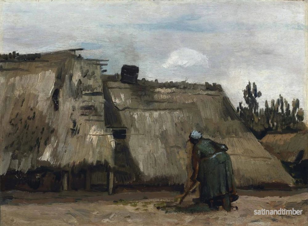 Reproduktion av målningen En bonde som gräver framför sitt torp - Vincent van Gogh - Bild 2