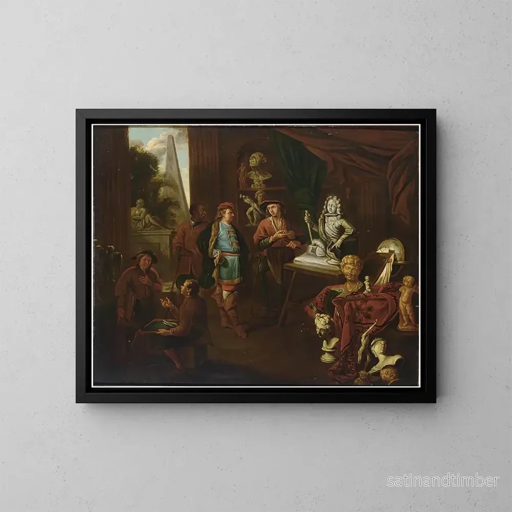 Reproduktion av målningen En skulptörsateljé - Balthasar van den Bossche
