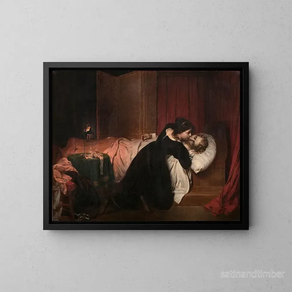 Reproduktion av målningen Les suites d'un duel - Paul Delaroche